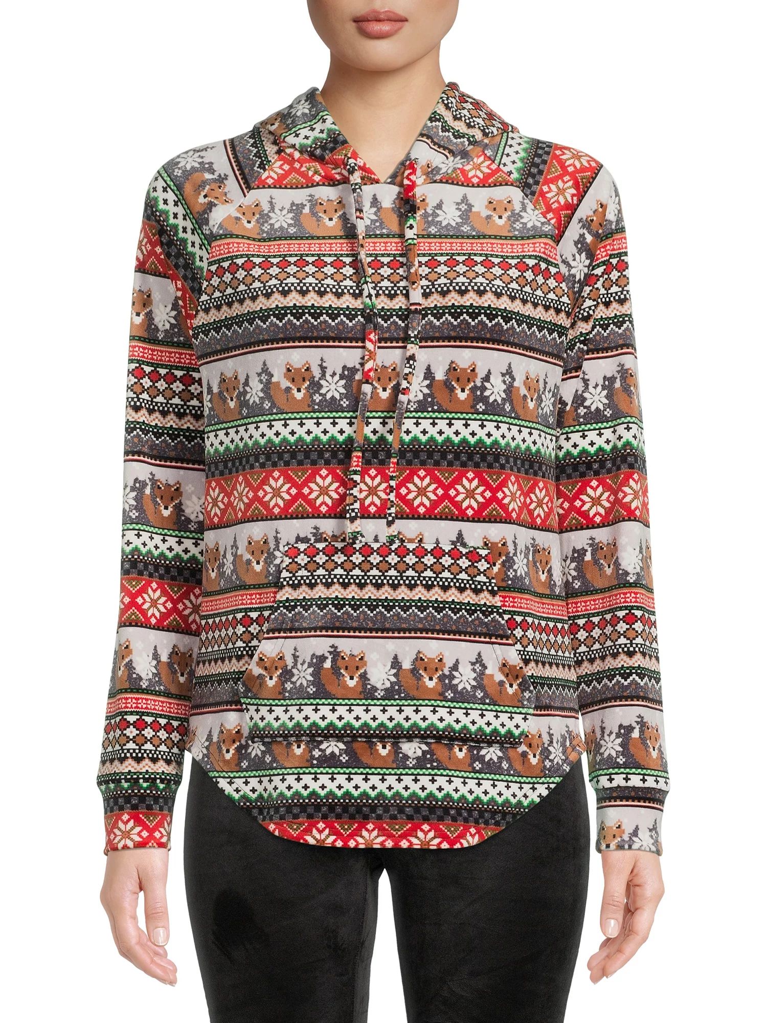 No Boundaries Juniors' Plush Pullover Holiday Hoodie | Walmart (US)