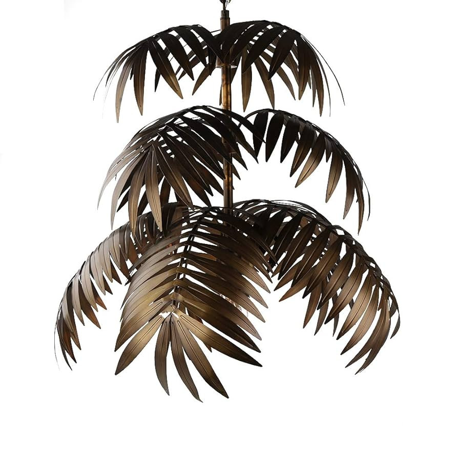 Newrays Vintage Adjustable Tropical Coconut Leaves Chandelier Unique Rustic Tree Lamps Living Roo... | Amazon (US)