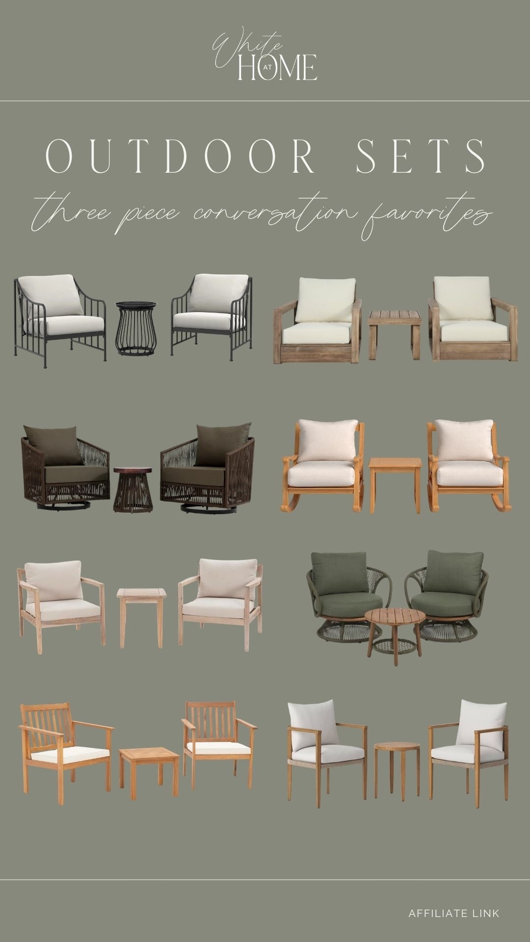 I love a 3 piece conversational set for a front porch or back patio! These sets range in price points, but all are fairly affordable! 

#LTKHome