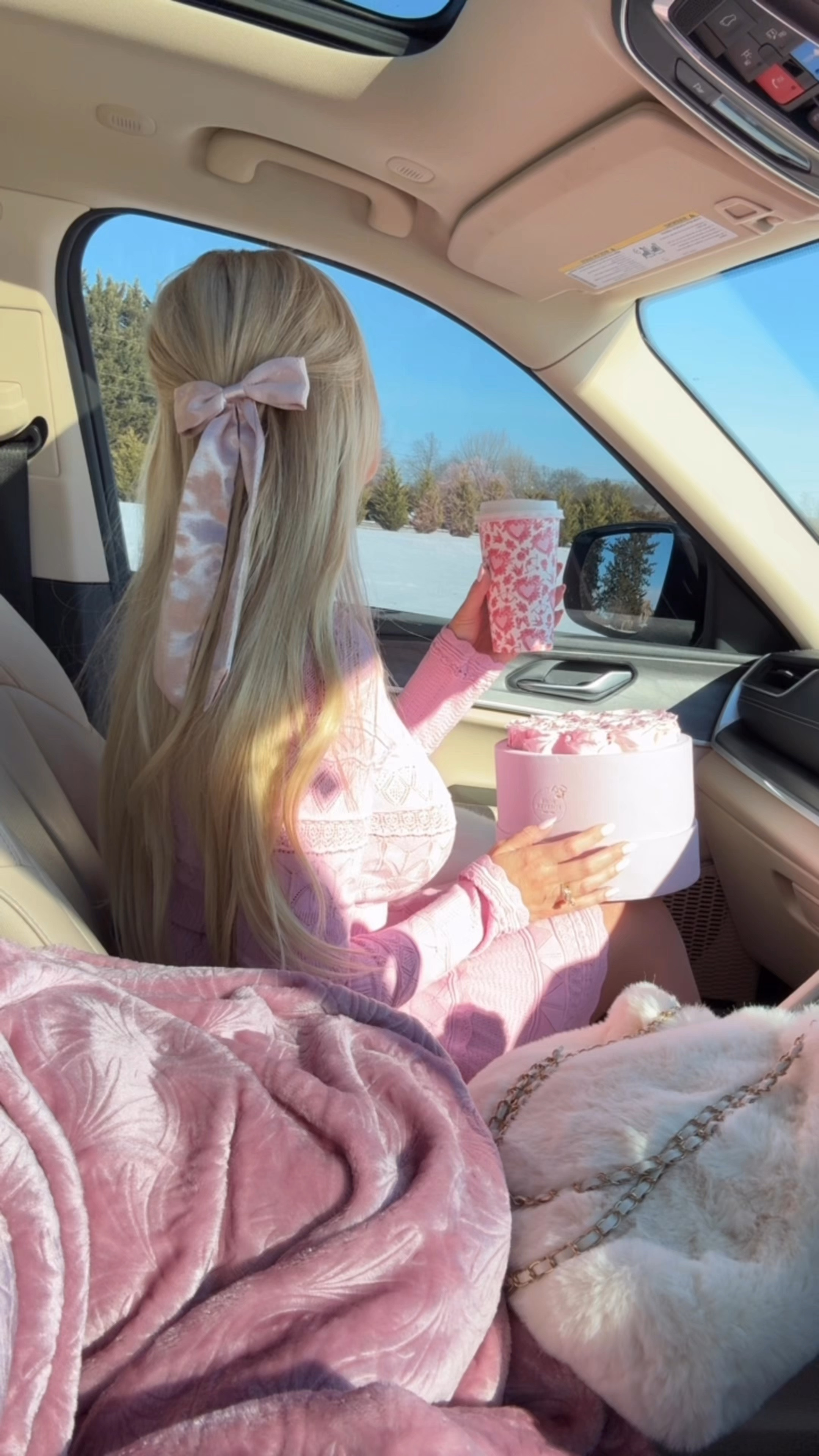 Staying cozy on a chilly winter day 💕❄️ Wearing the cutest pink sweater dress that is lightweight enough to be perfect for spring too 🌸🍃 Also wearing the tights that you need in your life if you want your legs to look toned and tan this winter!! 💝💝 

#LTKSeasonal #LTKHome #LTKStyleTip