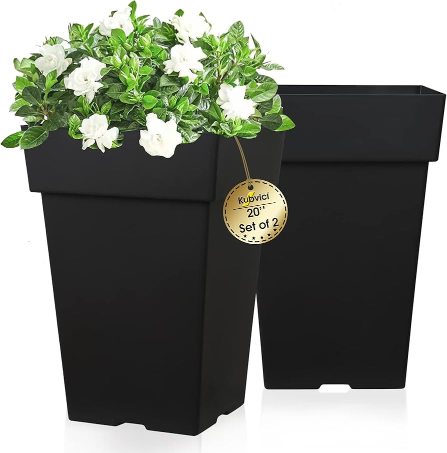 kubvici 20 Inch Tall Planters for Outdoor Indoor Plants, Set of 2 Large Plastic Plant Pots Flower... | Amazon (US)