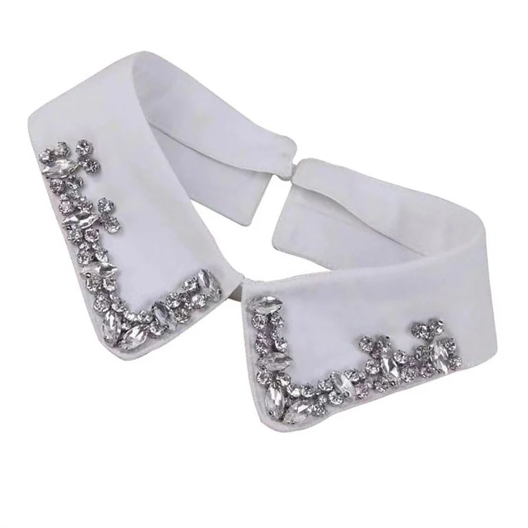 ELENXS Women Fashionable Fake Collar Lightweight Exquisite Tie Rhinestones Sewing Detachable Coll... | Walmart (US)