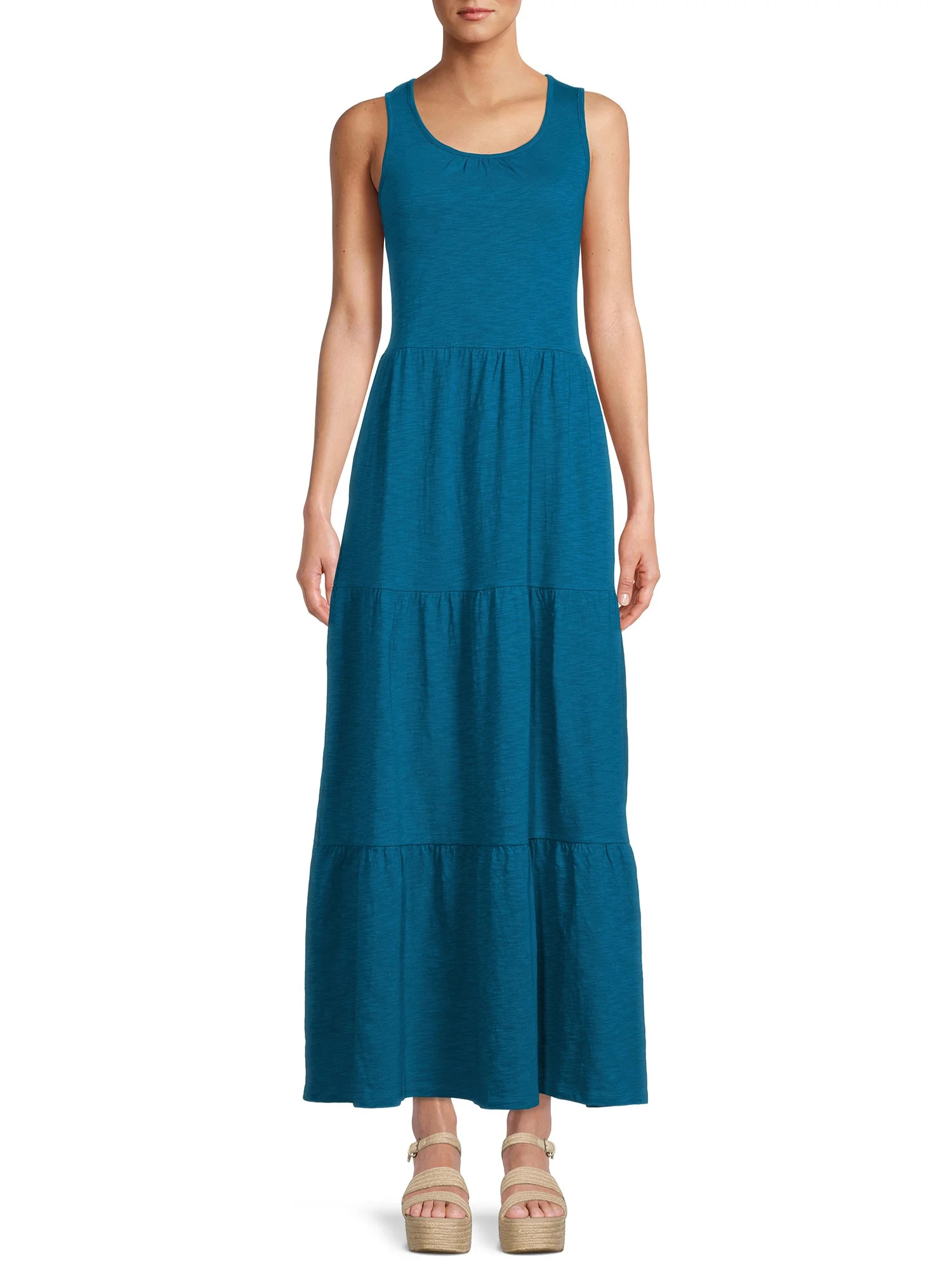 Time and Tru Women's Sleeveless Tiered Maxi Dress - Walmart.com | Walmart (US)