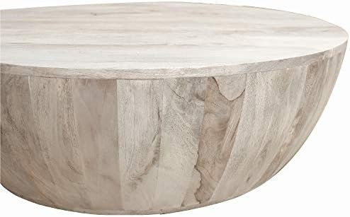 The Urban Port Distressed Mango Wood Coffee Table in Round Shape, Light Brown | Amazon (US)
