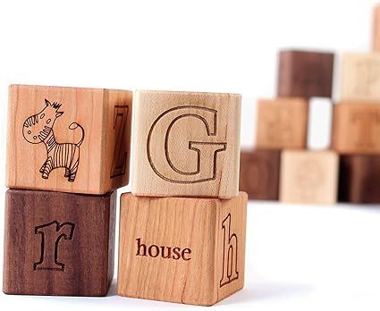 Smiling Tree Toys Picture Alphabet Blocks, Handmade, Natural, Organic, Heirloom Gift or Keepsake ... | Amazon (US)