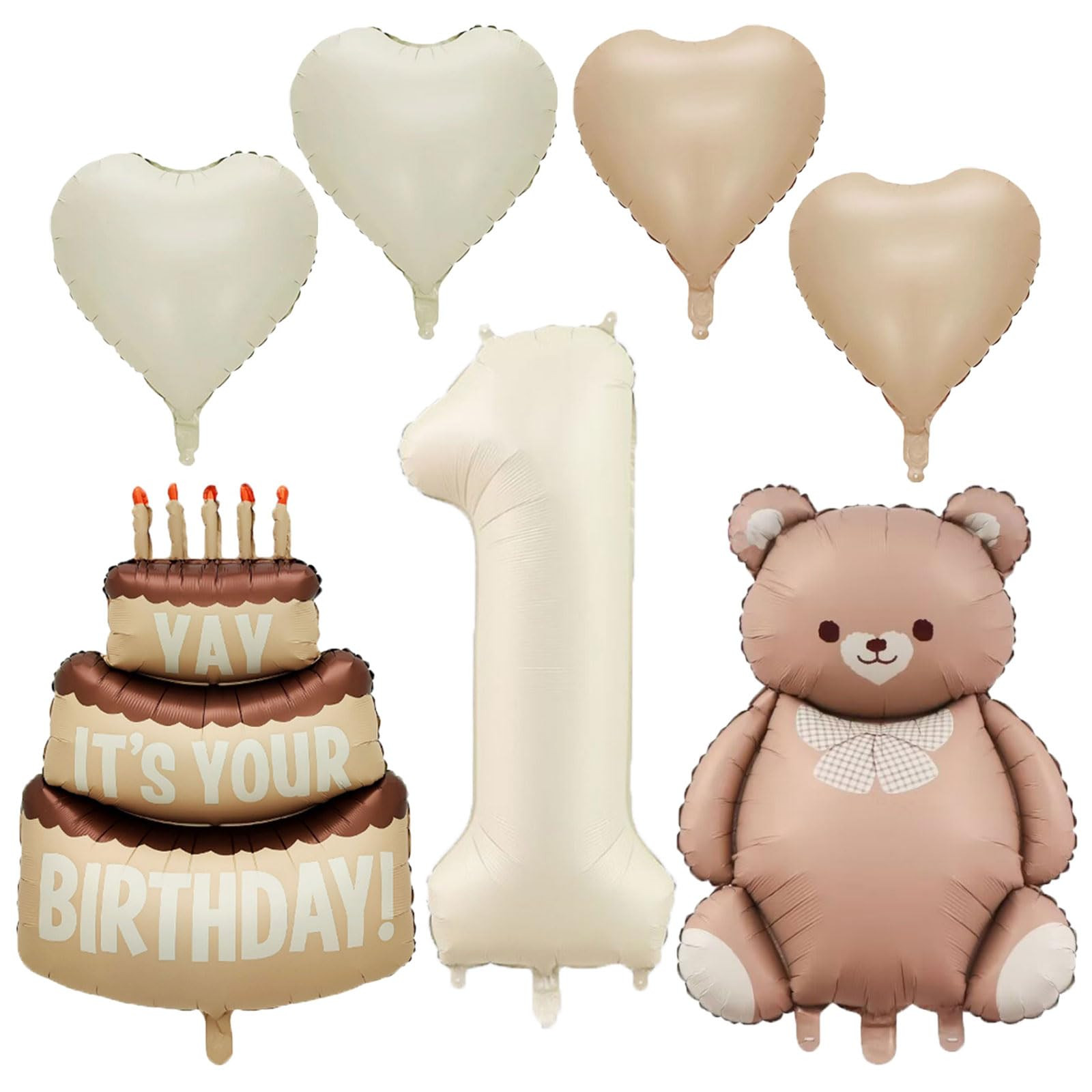 40 Inch Huge 1st Birthday Cake Foil Balloon, Big Brown Bear Balloons for boy Girls First Birthday... | Amazon (US)