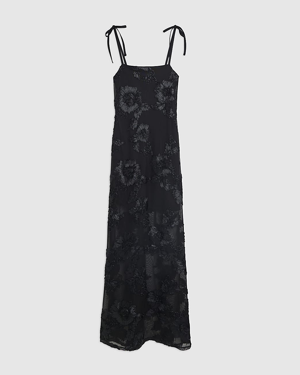 Black Sleeveless Cornelli Maxi Dress | River Island UK & IE