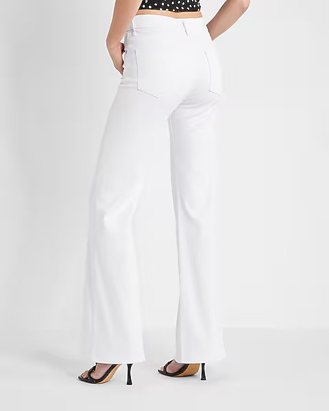 Conscious Edit Mid Rise White Flare Jeans | Express