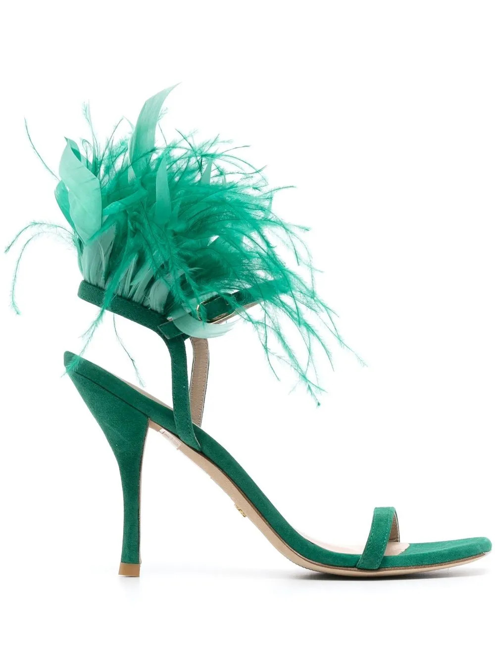 Stuart Weitzman Plume 100mm feather-detail Sandals | Green | FARFETCH UK | Farfetch Global