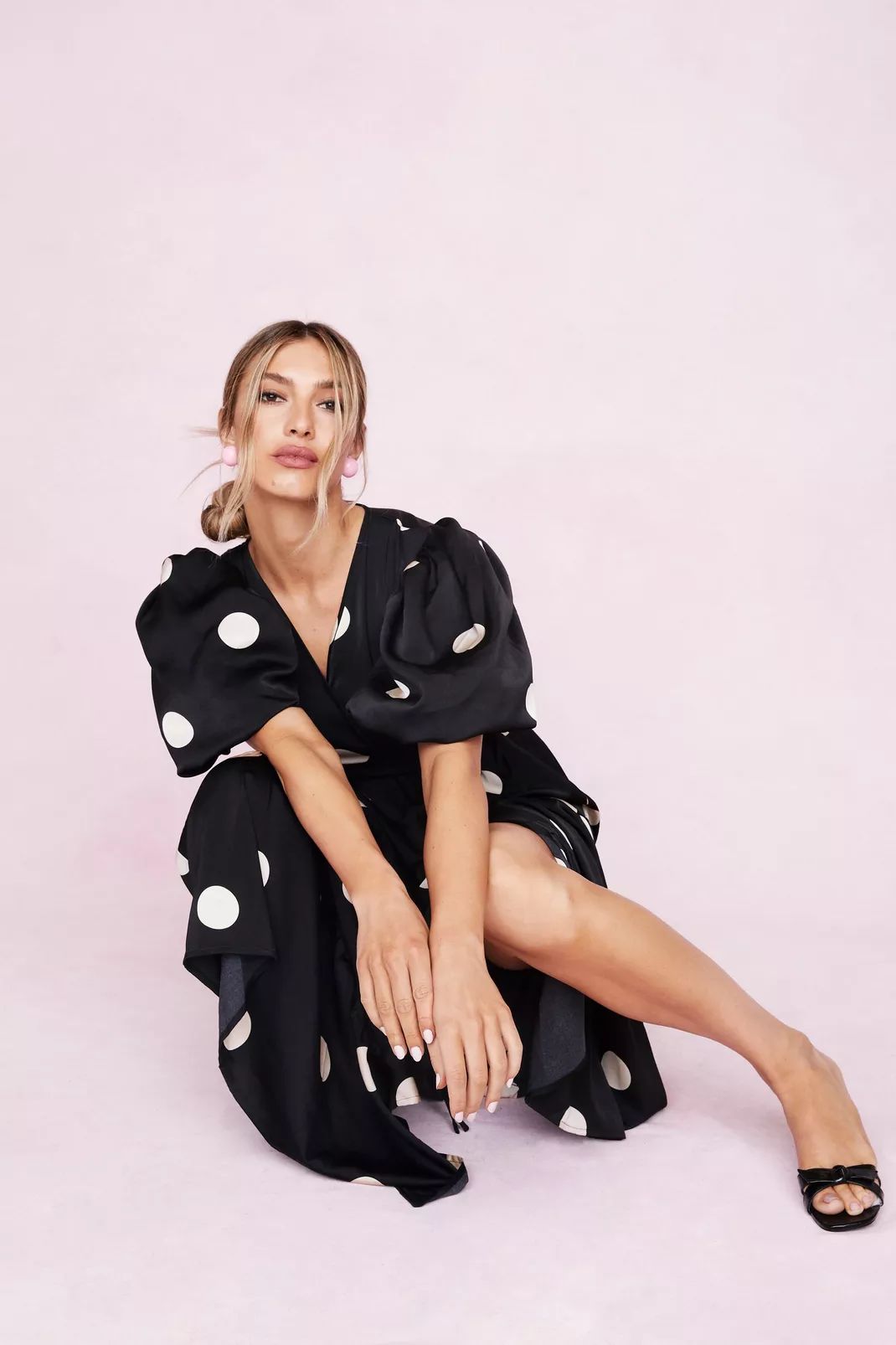 Polka Dot Print Wrap Midi Dress | NastyGal (UK, IE)