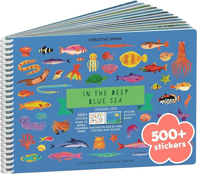 Ocean 500+ Kids Sticker Book by Cupkin Toddler Airplane Travel Activity Coloring and Sticker Book... | Amazon (US)