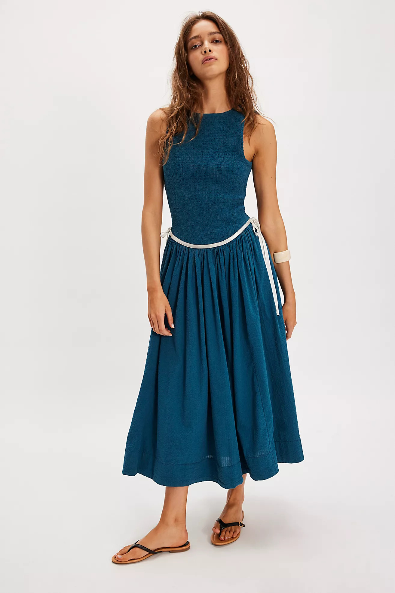Nightingale Seersucker Midi Dress | Free People (Global - UK&FR Excluded)