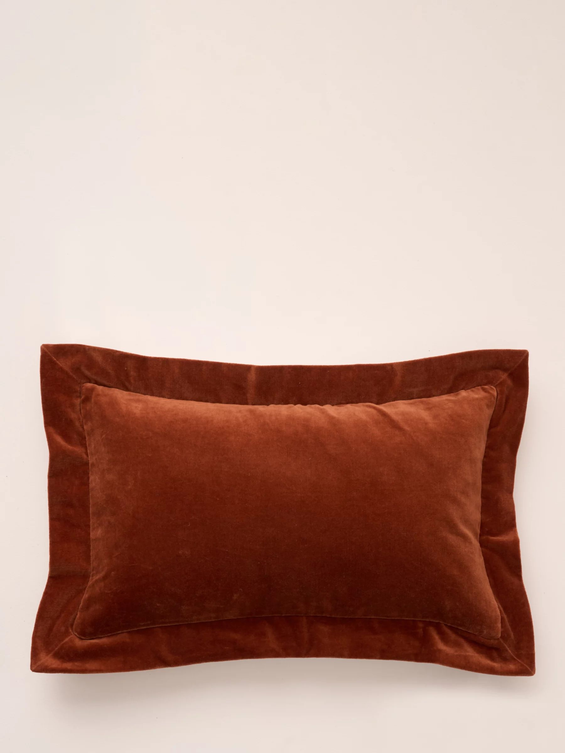 Truly Frill Edge Cotton Velvet Rectangular Cushion, Orange | John Lewis (UK)