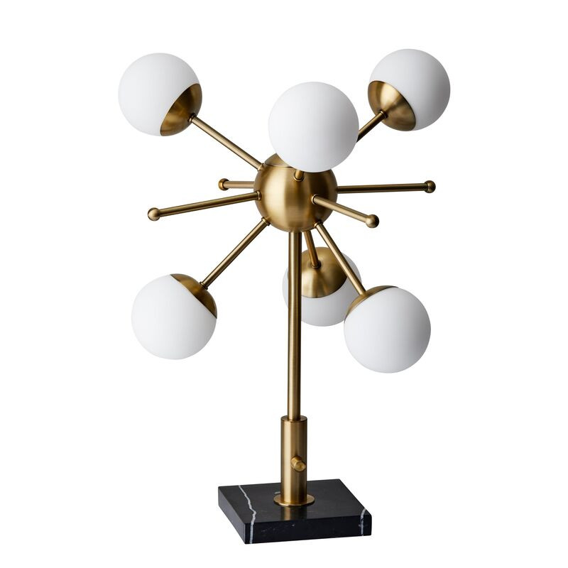 Dempster Table Lamp, Antiqued Brass/White | One Kings Lane