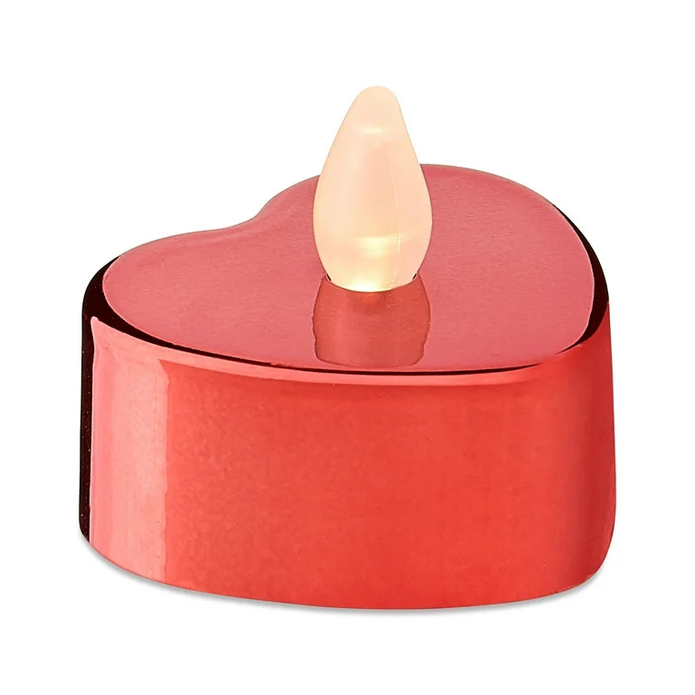 Heart Flameless LED Tealight Candles, Red, 4 Count, Valentine's Day by Way To Celebrate | Walmart (US)