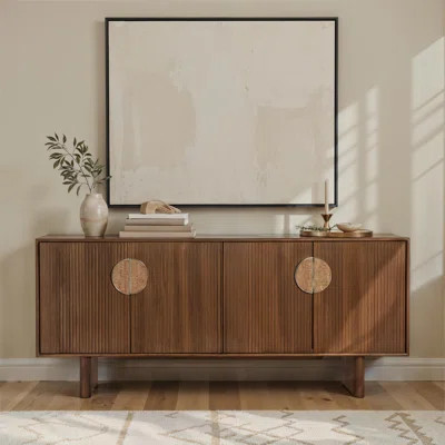 Silvie 69" Wide 4-Dr Mango Wood Sideboard, Medium Brown | Wayfair North America