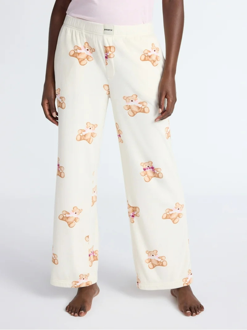 Joyspun Women's Velour Wide-Leg Sleep Pants, Size XS-3X | Walmart (US)