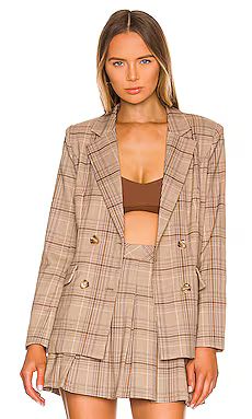 MAJORELLE Rhea Blazer in Tan Plaid from Revolve.com | Revolve Clothing (Global)