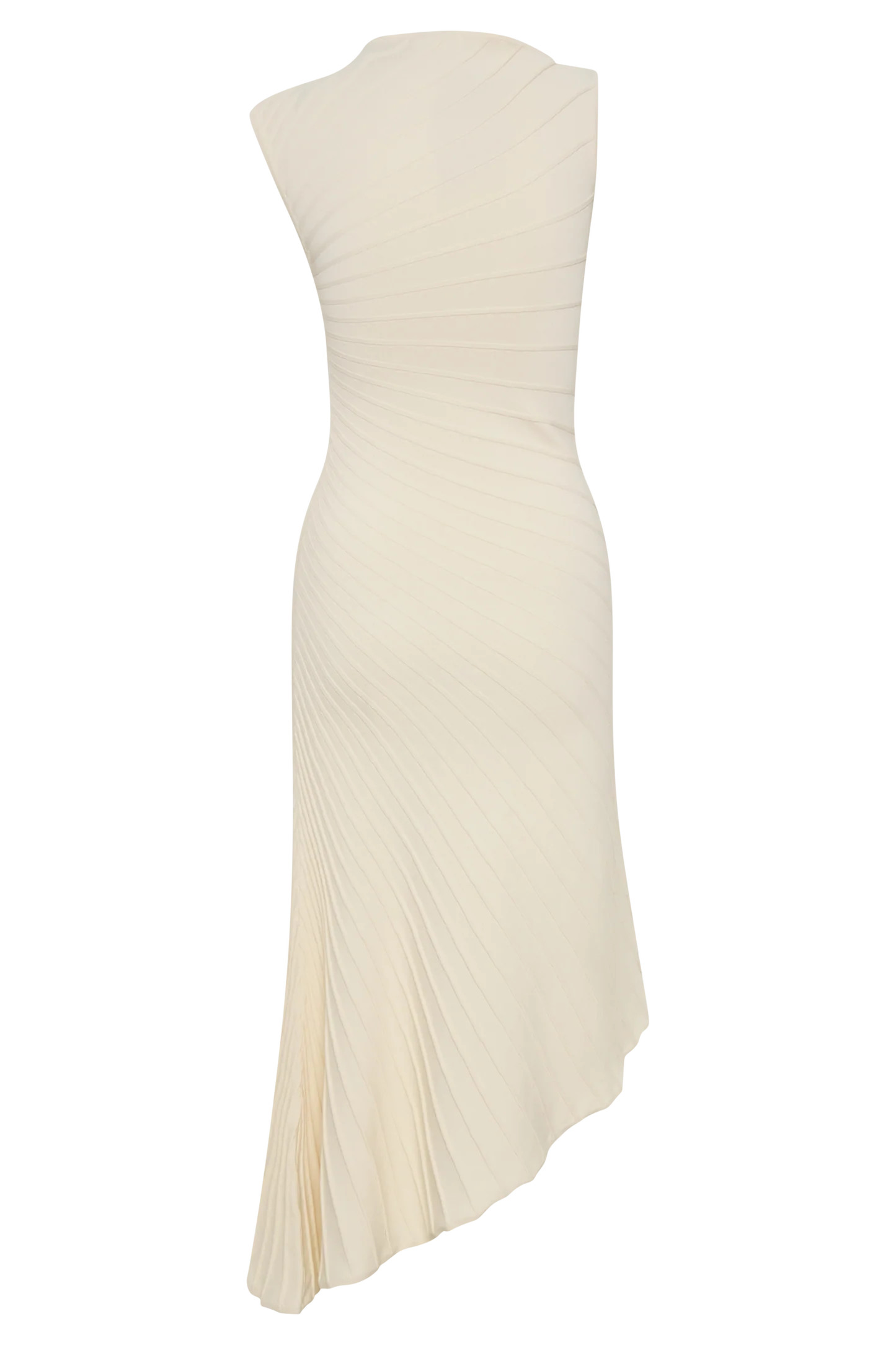 Pleated Knit Dress - Ivory | MESHKI US