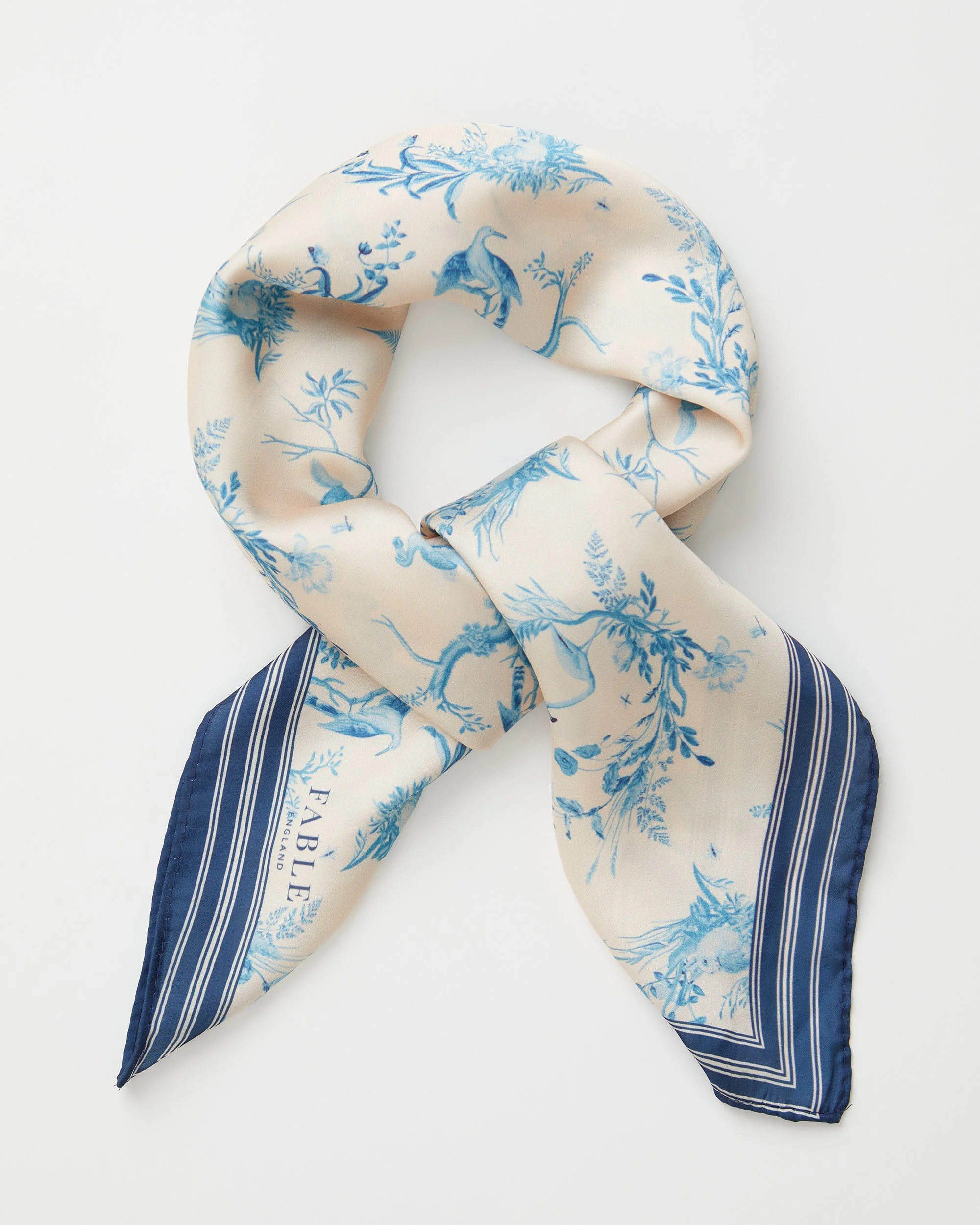 Toile de Jouy Vintage Blue Square Scarf | Fable England
