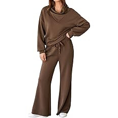Aleumdr Women's 2 Piece Outfits Lounge Set Mock Neck Long Sleeve Sweatshirt With Wide Leg Pants S... | Amazon (US)