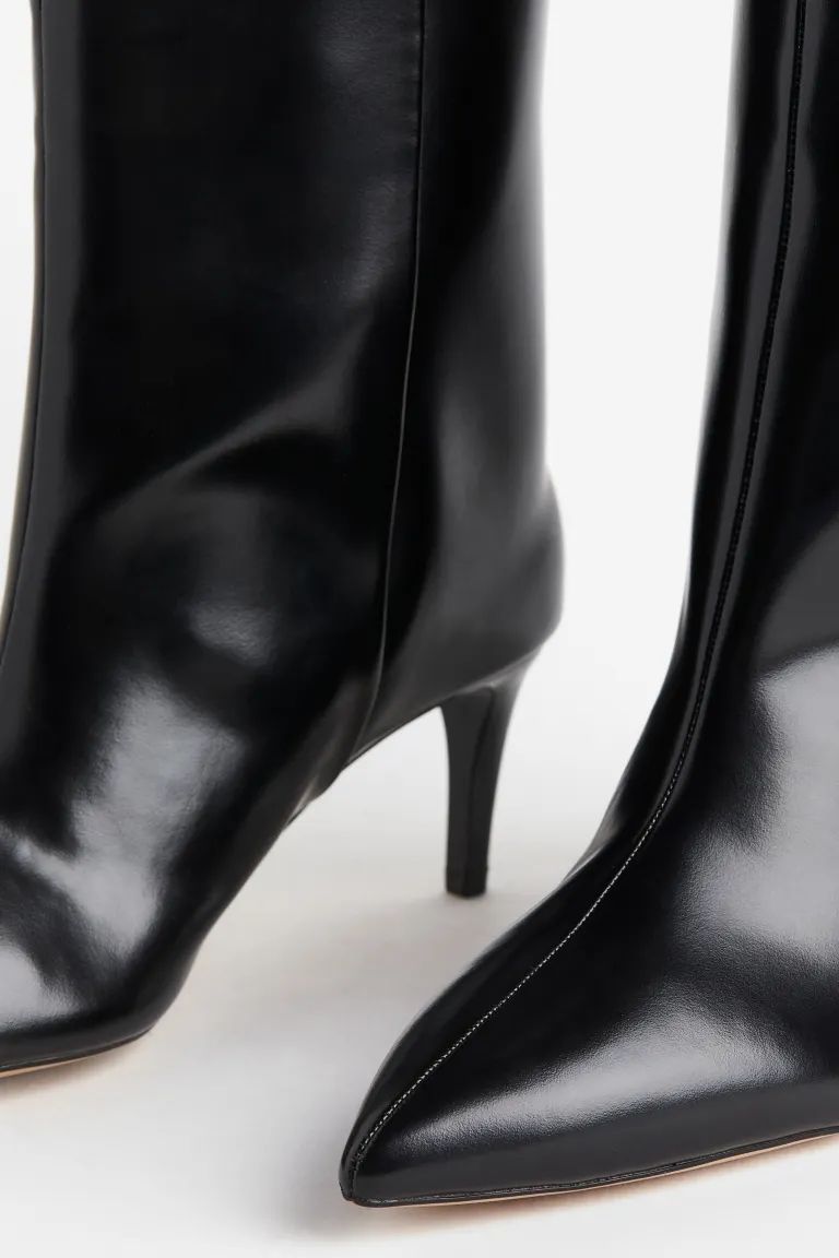 Knee-high Heeled Boots - Black - Ladies | H&M US | H&M (US)