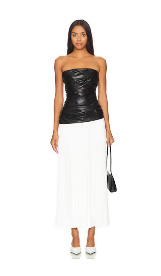 Arie Faux Leather Bustier Midi Dress in Black Multi | Revolve Clothing (Global)