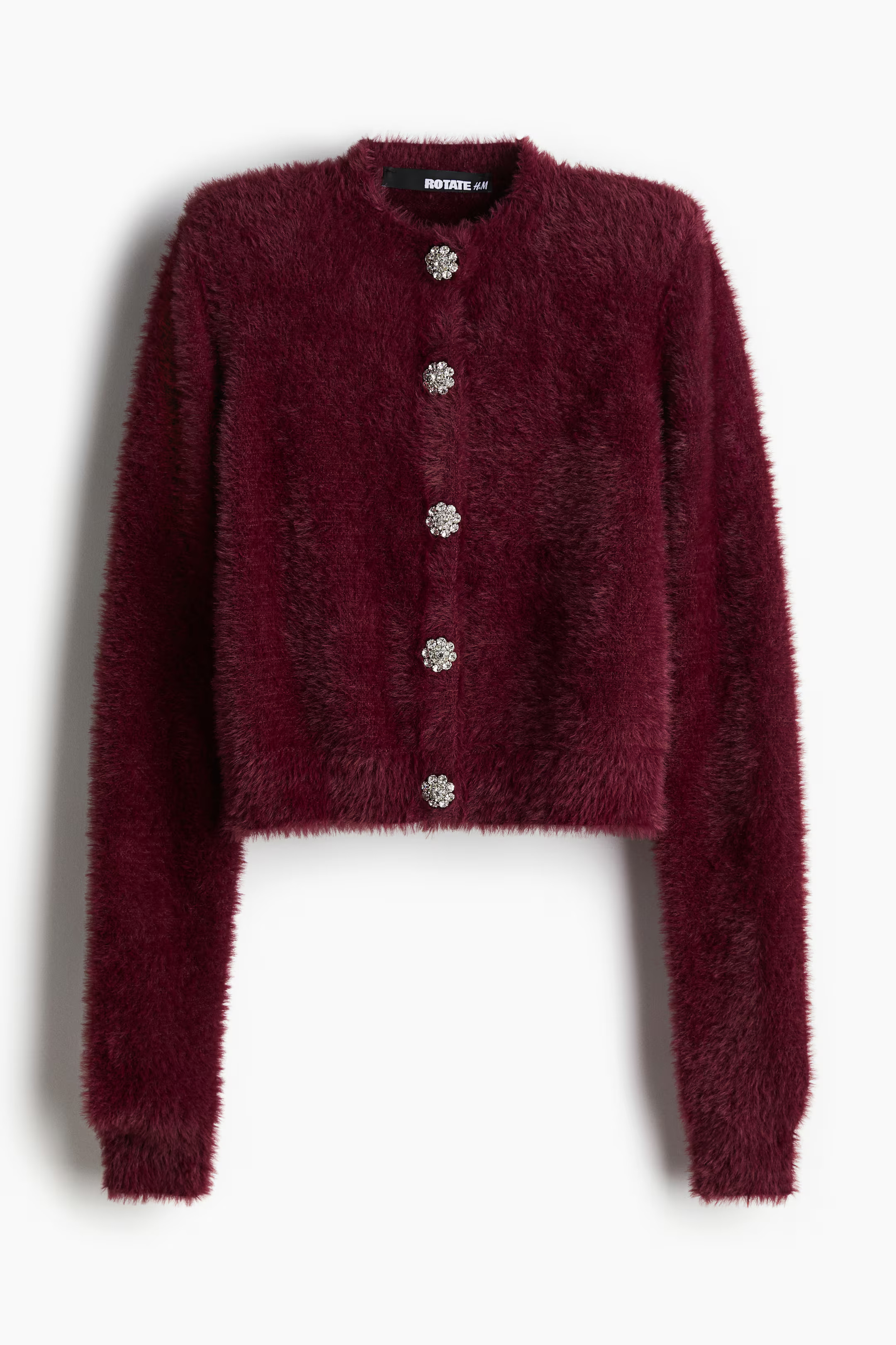 Bijoux-button fluffy-knit cardigan | H&M (UK, MY, IN, SG, PH, TW, HK)