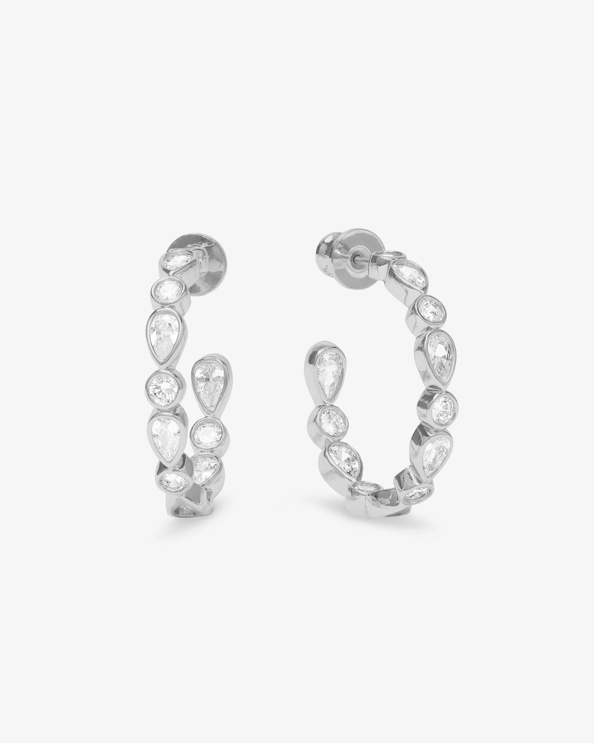 Isla Hoops 1"" - Silver|White Diamondettes | Melinda Maria Jewelry