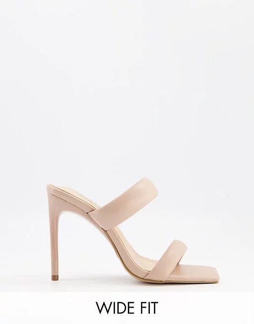 Simmi London Wide Fit Skye padded mules in beige | ASOS (Global)