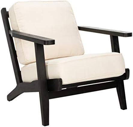 Safavieh Home Nico Mid-Century Bone Linen and Black Accent Chair | Amazon (US)