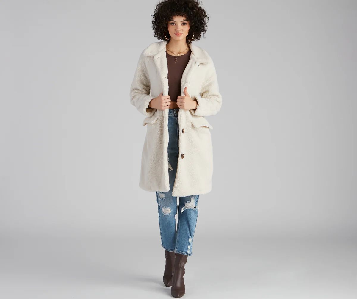 Cozy Season Long Sherpa Coat | Windsor Stores