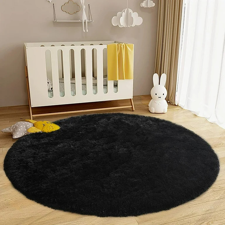 Junovo Round Fluffy Area Rugs For Kids Girls Princess Castle Plush Shaggy Carpet Cute Circle Nurs... | Walmart (US)