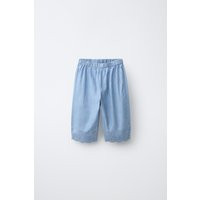 Zara - Embroidered Denim Pants - Mid-Blue - 9-12 Months (31,5 Inches) - Kids | Zara US