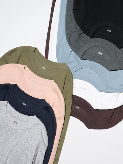Soft Brushed Crew Neck T-Shirt (Long Sleeve) | UNIQLO (UK)