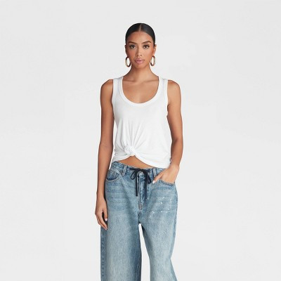 KBB by KAHLANA Women's Slim Fit 'The Knotted Tank Top' - White XL | Target