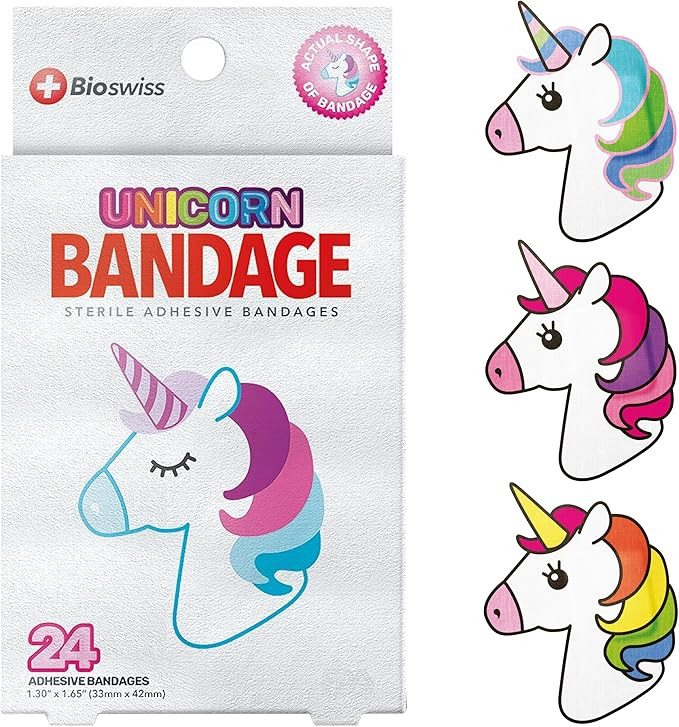 BioSwiss Kids Bandages, Unicorn Shaped Self Adhesive Bandage Set, Latex Free, Sterile Wound Care,... | Amazon (US)
