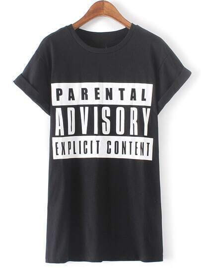Black Short Sleeve Letters Print T-Shirt | SHEIN