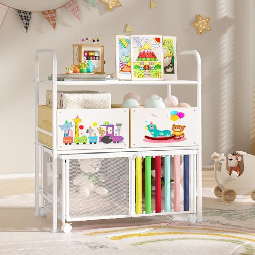 MESHDO Toy Organizers and Storage, Muti-Functional Toy Storage Shelf with Moveable Toy Storage Organizer for Kids Room, Playroom, Bedroom, Nursery | Amazon (US)