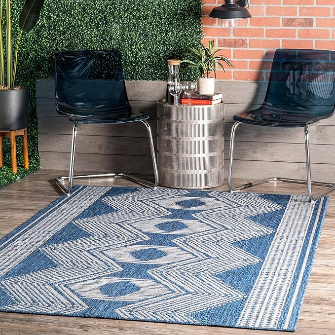 nuLOOM Ranya Tribal Indoor/Outdoor Area Rug, 7x9, Blue | Amazon (CA)