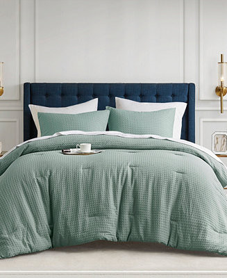 Mina Waffle Textured 3-Pc. Comforter Set, King/California King | Macy's Canada