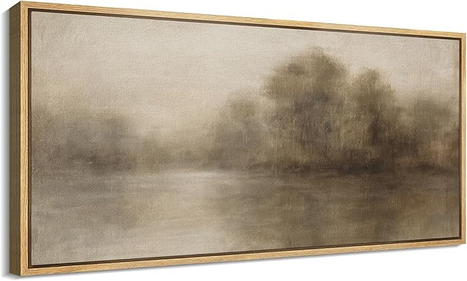 SIGNFORD Extra Large Framed Canvas Print Wall Art Neutral Misty Forest Landscape Illustrations Mo... | Amazon (US)