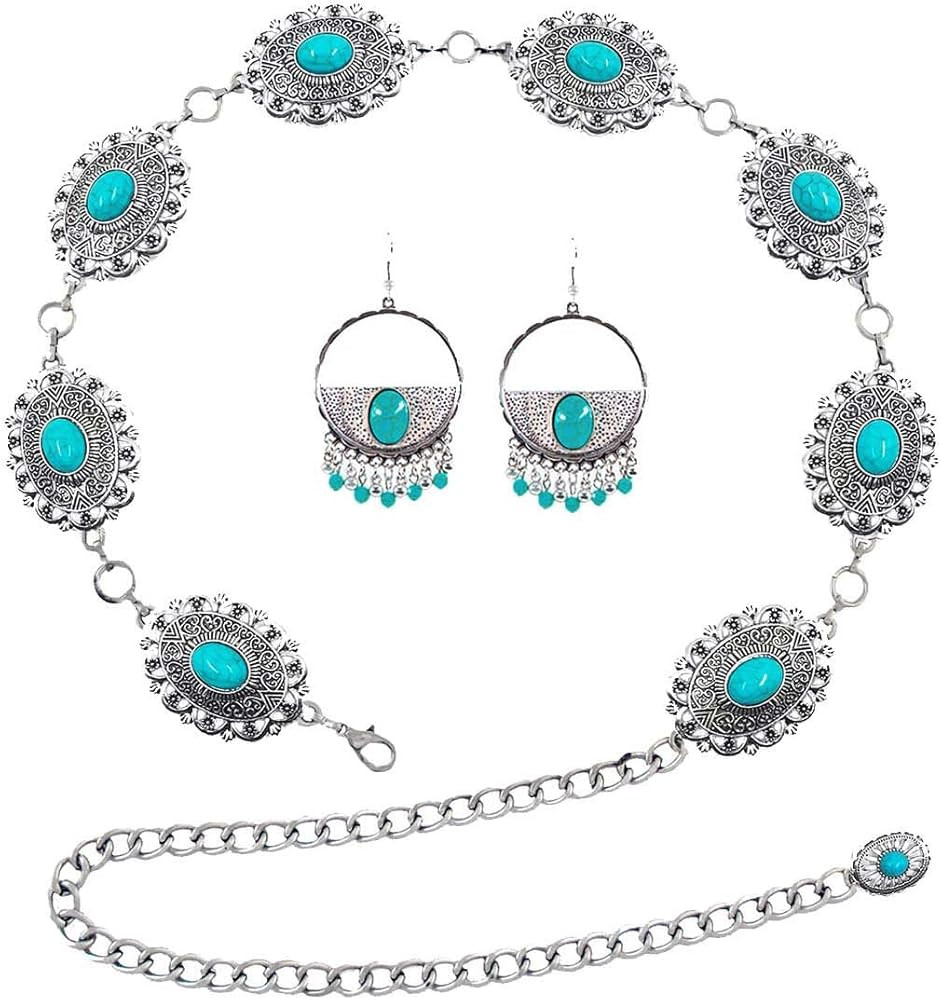 TOPACC Western Metal Concho Belt for Women Cowgirl Chain Belts for Dresses Jeans Country Concert ... | Amazon (US)