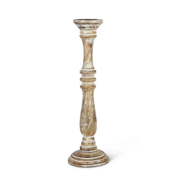 Gerson Set of 2 20-inch Tall White Washed Mango Wood Candle Holders | Walmart (US)