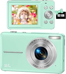 Digital Camera, FHD 1080P Digital Camera for Kids Video Camera with 32GB SD Card 16X Digital Zoom... | Amazon (US)