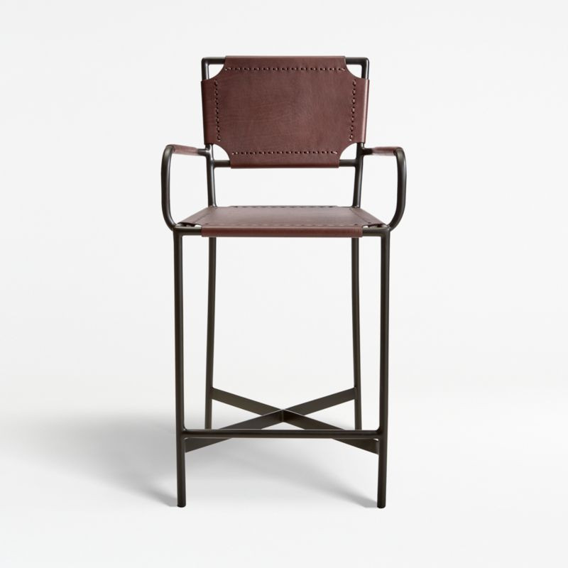 Laredo Brown Leather Counter Stool + Reviews | Crate & Barrel | Crate & Barrel