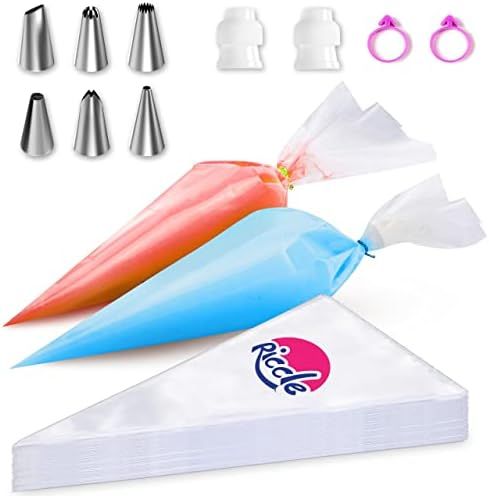 Riccle Piping Bags and Tips set - 12 Inch 100 Thickened Icing Bags and Tips Set - Pastry Bags for... | Amazon (US)