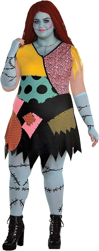 Plus Size Sally Costume for Women | Adult Nightmare Before Christmas Dress, Tights, Arm Warmers a... | Amazon (US)