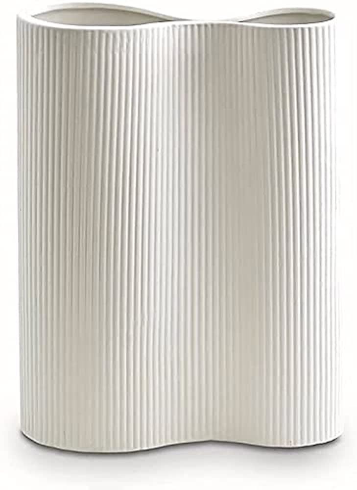 Luxe Infinity White Vase. 9” Tall Vase for Flowers. White Ceramic Vase for Home Decor. Pampas G... | Amazon (US)