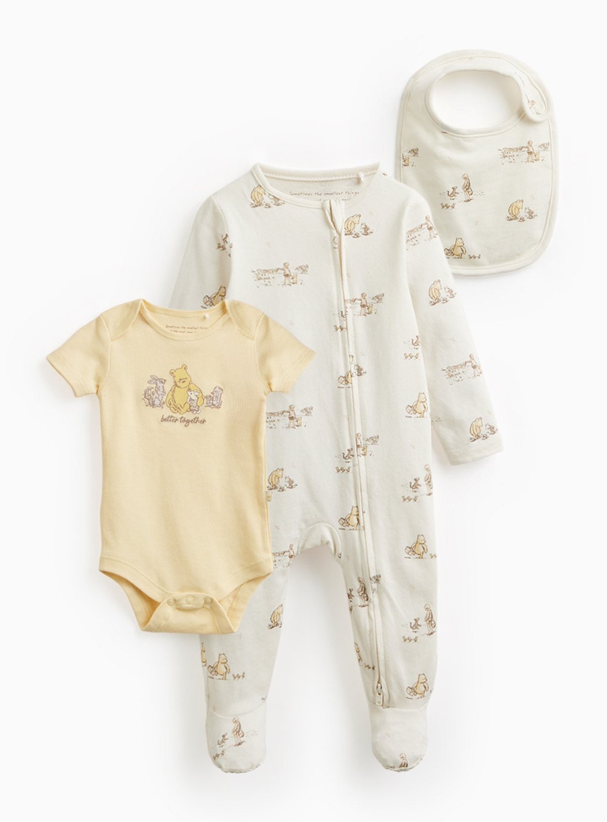Yellow Winnie The Pooh Print 3-Piece Starter Set - Winnie The Pooh by Sainsbury's | Tu Clothing